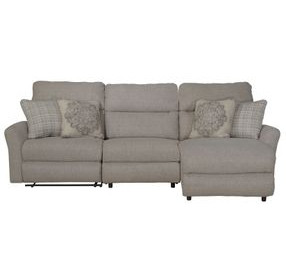 McPherson Buff and Winter 3 Piece Modular Power Reclining RAF Chaise Sectional with USB Charging