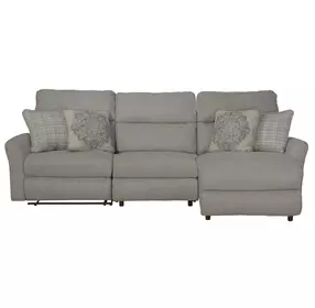 McPherson Buff and Winter 3 Piece Modular Power Reclining RAF Chaise Sectional with USB Charging