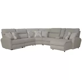 McPherson Buff and Winter 6 Piece Modular Power Reclining Sectional with USB Charging