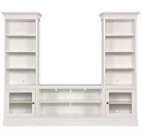 Structures Quad White 102" Entertainment Console with Bookcase and 2 Doors