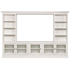 Structures Quintuple White 131" Entertainment Center with 5 Doors
