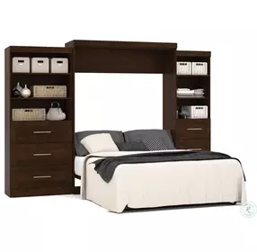 Pur Chocolate 126" Drawer Storage Queen Wall Bed