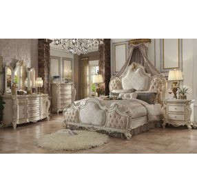 Picardy Antique Pearl Upholstered Panel Bedroom Set