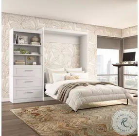 Pur White 101" Queen Wall Drawer Storage Bed