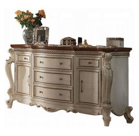 Picardy Antique Pearl and Cherry Oak 5 Drawer Dresser