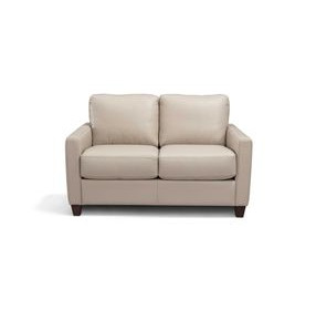 Millbrook Taupe Plain Leather 60" Loveseat