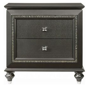 Kaitlyn Metallic Gray 2 Drawer Nightstand