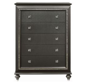 Kaitlyn Metallic Gray 5 Drawer Chest