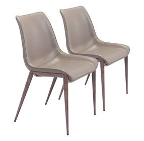 Magnus Gray Dining Chair with Matte Brown Legs Set Of 2