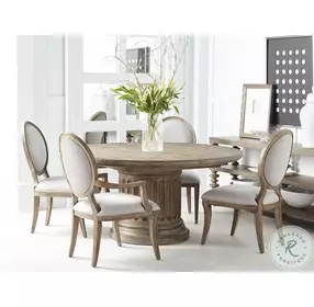 Cornice Almond Extendable Round Pedestal Dining Room Set