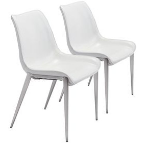Magnus White And Brushed Stainless Steel Dining Chair Set Of 2