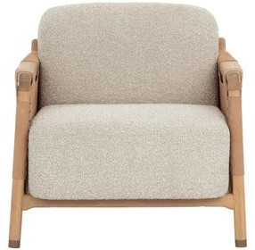 Calloway Santa Cruz Oatmeal and Nubuck Tan Leather Upholstered Lounge Chair