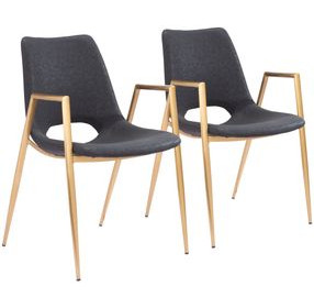 Desi Black and Gold Dining Chair Set of 2