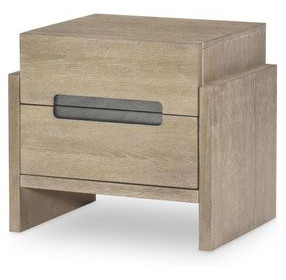 District Weathered Oak 2 Drawer Nightstand with USB Charging