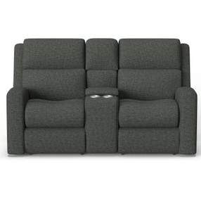 Score Midnight 74" Zero Gravity Power Reclining Loveseat with Console and USB Charging