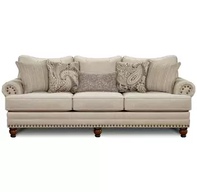 Carys Doe Beige 96" Sofa with Nailhead Trim