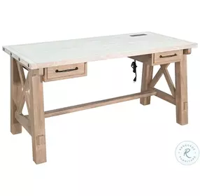 Autumn Echo Light Gray 58" Writing Desk with USB Port