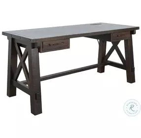 Ember Grace Dark Brown 58" Writing Desk with USB Port