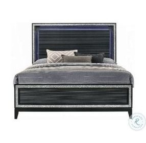 Haiden Weathered Black Eastern King Panel Bed with LED