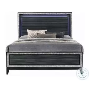 Haiden Weathered Black Queen Panel Bed with LED