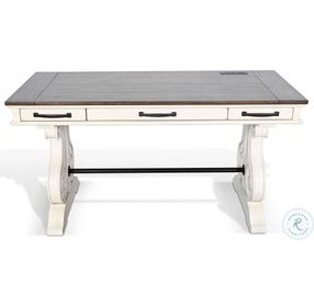 Hearthwood Haven Marble White and Buckskin 60" Desk with USB Port