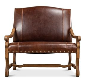 Italian Brown Leather Settee