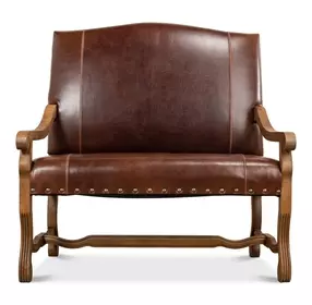 Italian Brown 45" Leather Settee