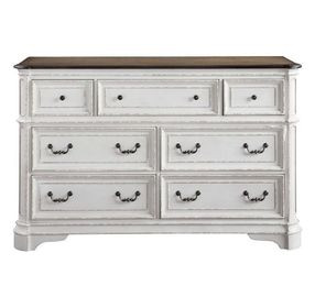 Florian Antique White and Oak 7 Drawer Dresser