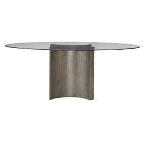 Symmetry Antique Silver 78" Oval Glass Top Dining Table