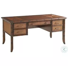 Bal Harbour Rich Tobacco Brown And Sienna Rattan Paradise Isle Writing Desk