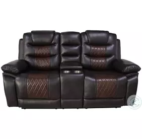 Nikko Brown Dual Reclining Console Loveseat