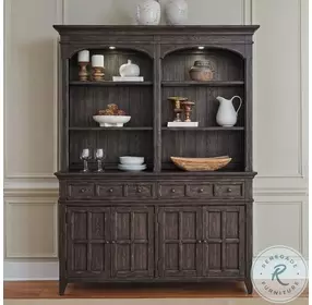 Eden Ridge Saddle Brown Buffet with Hutch