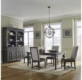 Paradise Valley Saddle Brown and Tobacco 5 Piece Extendable Rectangular Dining Set with Nailhead Trim