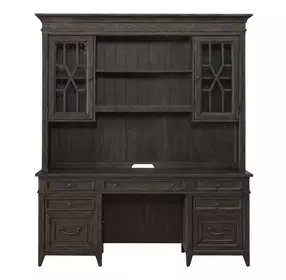 Eden Ridge Saddle Brown Credenza with Hutch