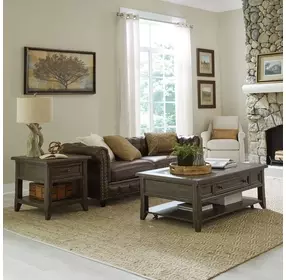 Paradise Valley Saddle Brown Rectangular Occasional Table Set