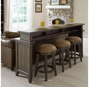 Eden Ridge Saddle Brown Console Bar Table Set