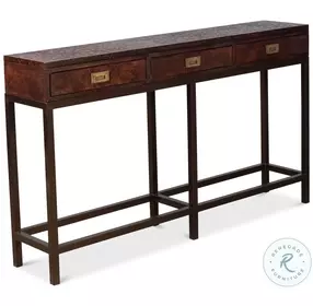 Campaign Brown Embossed Console Table
