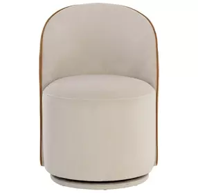 Opaline Meg Taupe and Meg Gold Upholstered Swivel Dining Chair