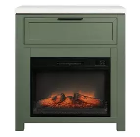 Fireside Consoles Matcha and White Sintered Stone Top Fireside Console with USB Charging