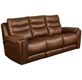 Catalina Amber Leather 90" Zero Gravity Triple Power Reclining Sofa with USB Charging