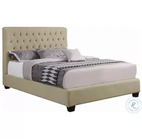 Chloe Oatmeal Upholstered Full Panel Bed