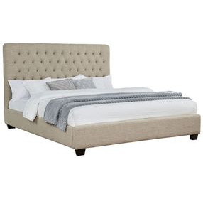 Chloe Oatmeal California King Upholstered Panel Bed