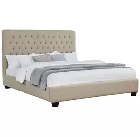 Chloe Oatmeal California King Upholstered Panel Bed