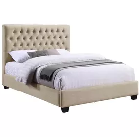 Chloe Oatmeal Upholstered Queen Panel Bed