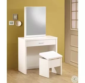 300290 White Vanity with Stool