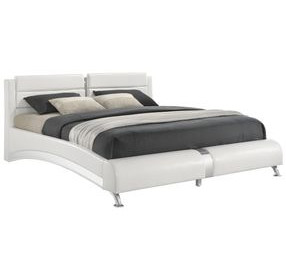 Jeremaine Gloss White Upholstered King Platform Bed