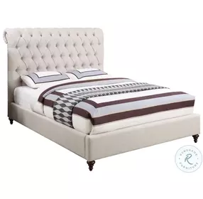 Devon Beige Upholstered King Panel Bed
