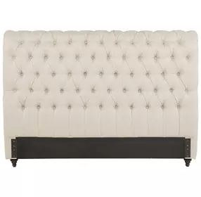 Devon Beige Upholstered California King Panel Headboard with Nailhead Trim