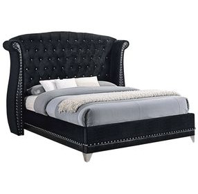 Barzini Black Upholstered King Platform Bed