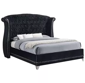 Barzini Black Upholstered Queen Platform Bed
